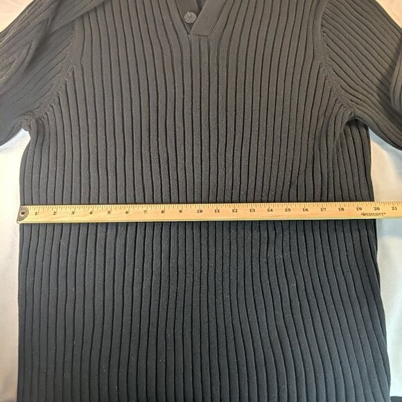 Gap Black Knit Sweater Mens Large L Collared 1/4 Button Long Sleeve 100% Cotton - Picture 8 of 11